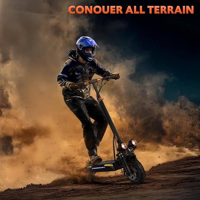 Electric Scooter for Adult, 1200W Motor, Folding E-Scooter Up to 25/31Mph & 28/31 Miles Range, 10/11" Off Road Tire Scooter with Dual Suspension & Turn Signal/Side Light - Image 2