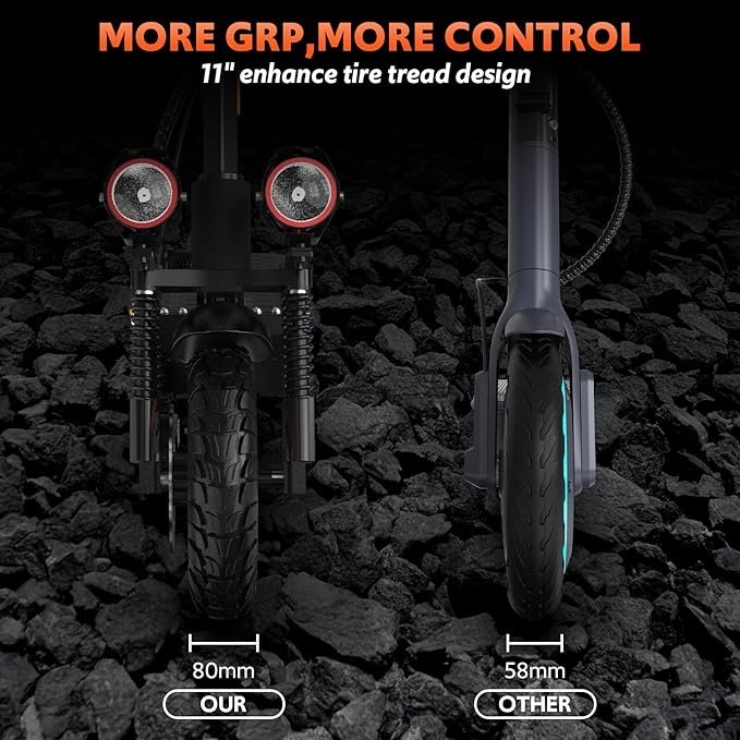 Electric Scooter for Adult, 1200W Motor, Folding E-Scooter Up to 25/31Mph & 28/31 Miles Range, 10/11" Off Road Tire Scooter with Dual Suspension & Turn Signal/Side Light - Image 4